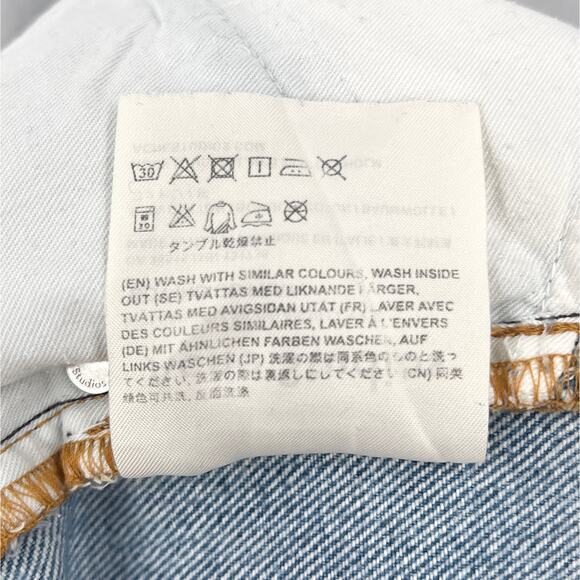 ACNE STUDIOS Boy Indigo Fray Jean Womens 26 Light Wash Distressed Tapered Slim - Picture 12 of 16